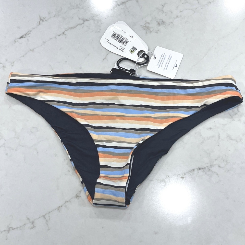 Prana NEW Small Gemma Reversible Cheeky Bikini Swim Bottom Water Striped Active